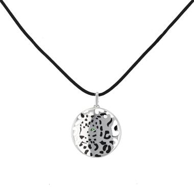 Ciondolo Cartier Panthère in oro bianco, lacca nero e Tsavorite
