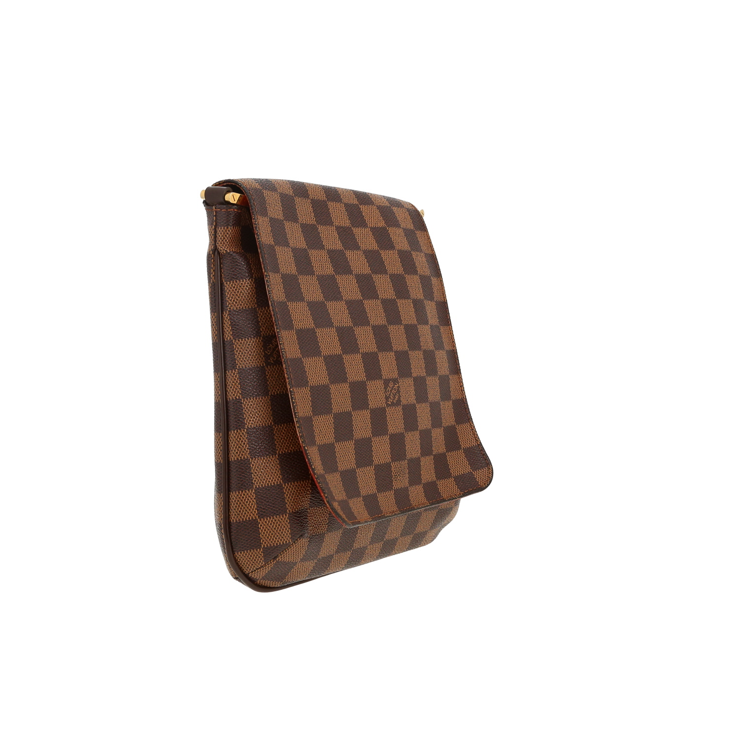 Louis Vuitton  Musette shoulder bag  in ebene damier canvas  and brown leather - Detail D7