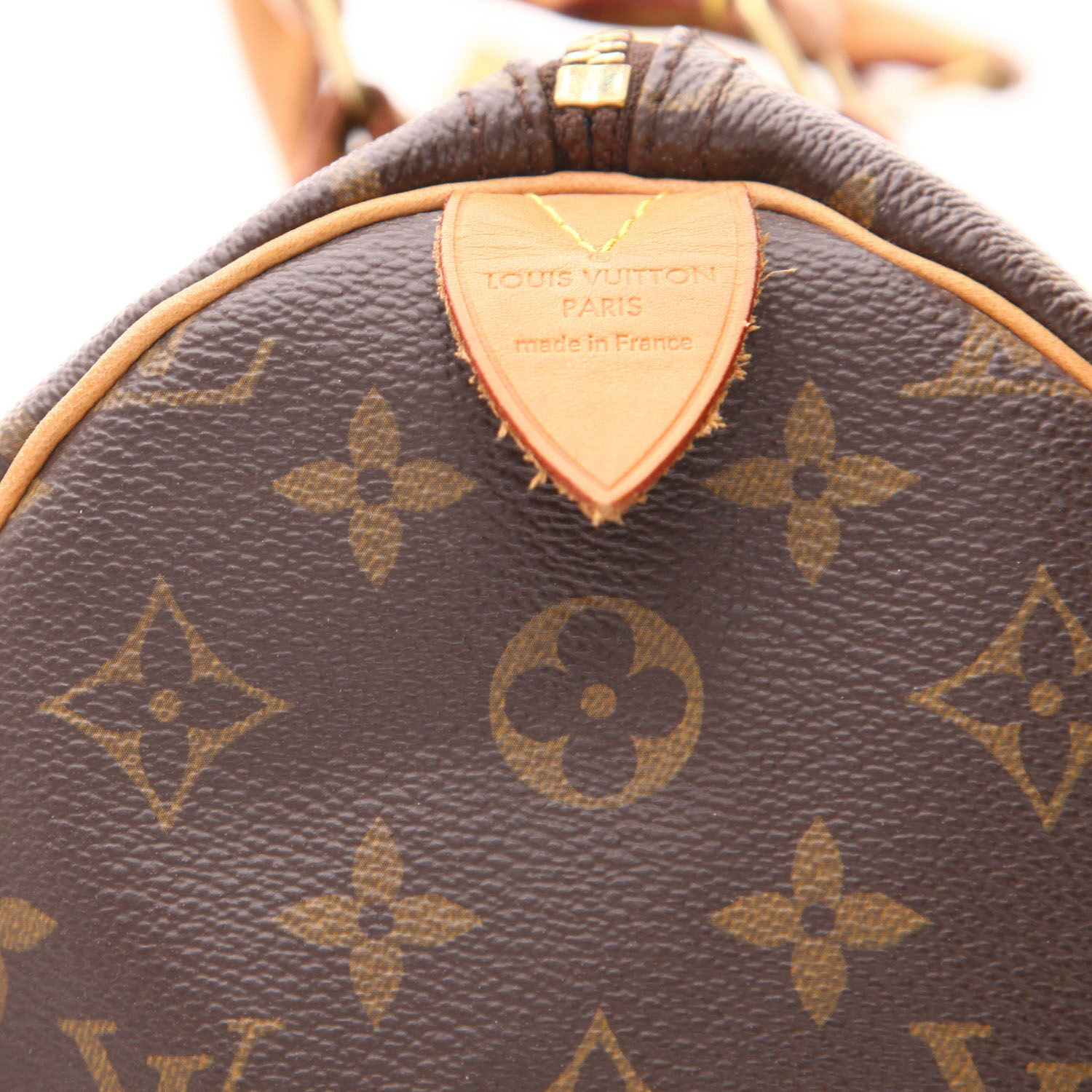 Louis Vuitton  Speedy 35 handbag  in brown monogram canvas  and natural leather - Detail D2