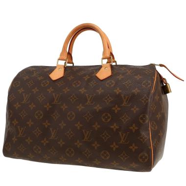 Borsa Louis Vuitton  Speedy 35 in tela monogram marrone e pelle naturale