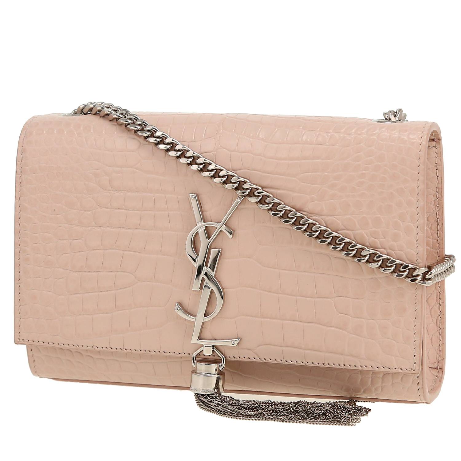 Saint Laurent Kate Pompon shoulder bag in pink leather
