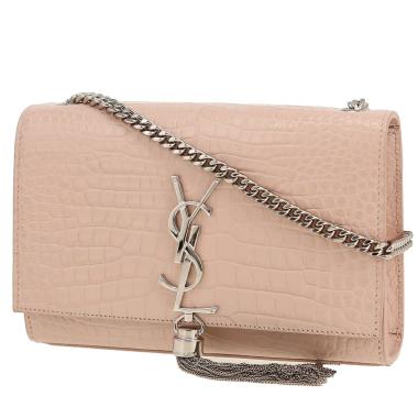 Bolso bandolera Saint Laurent  Kate Pompon en cuero rosa