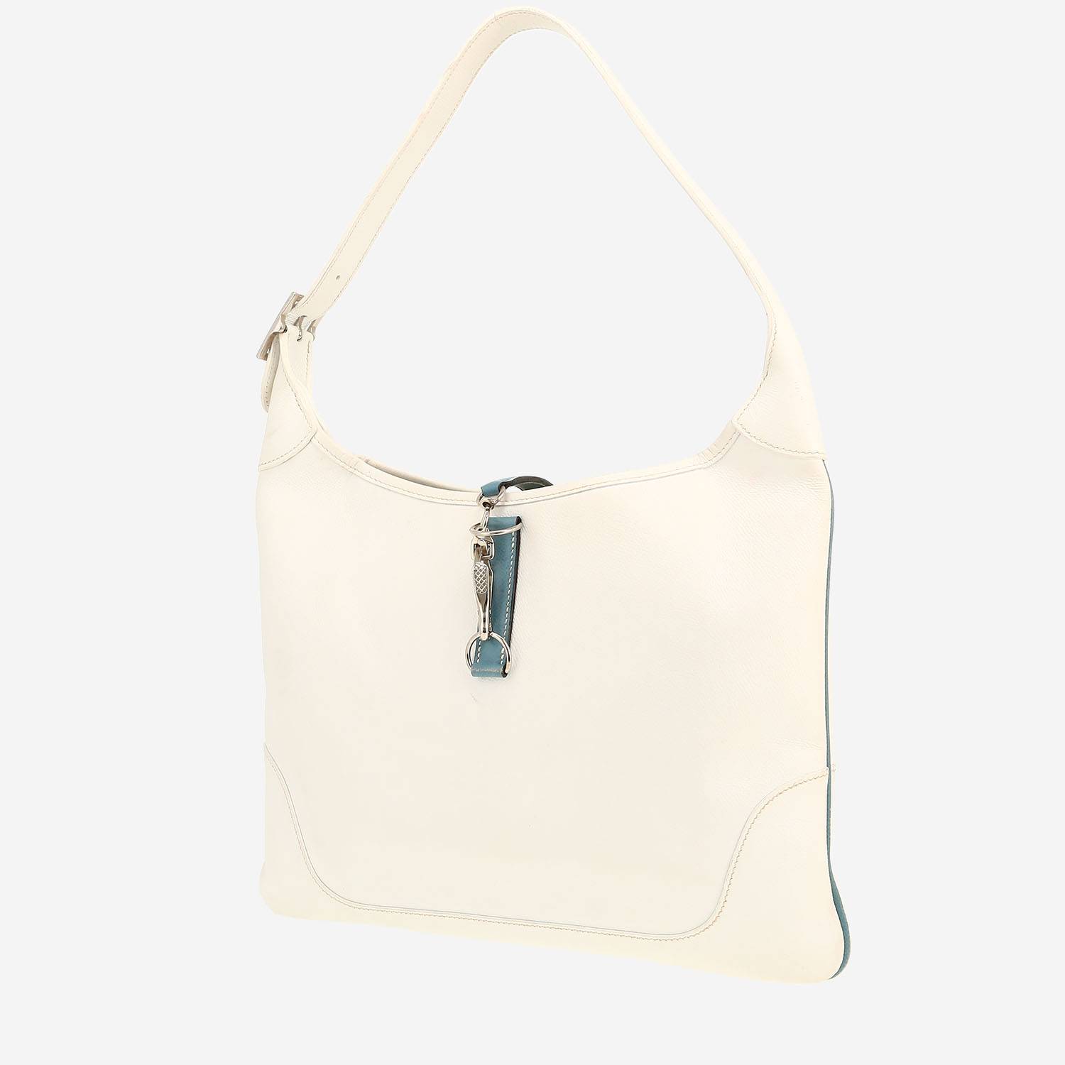 Hermès  Trim handbag  in white and blue jean leather