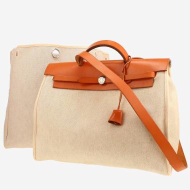 Sac à main Hermès  Herbag en toile beige et vache Hunter