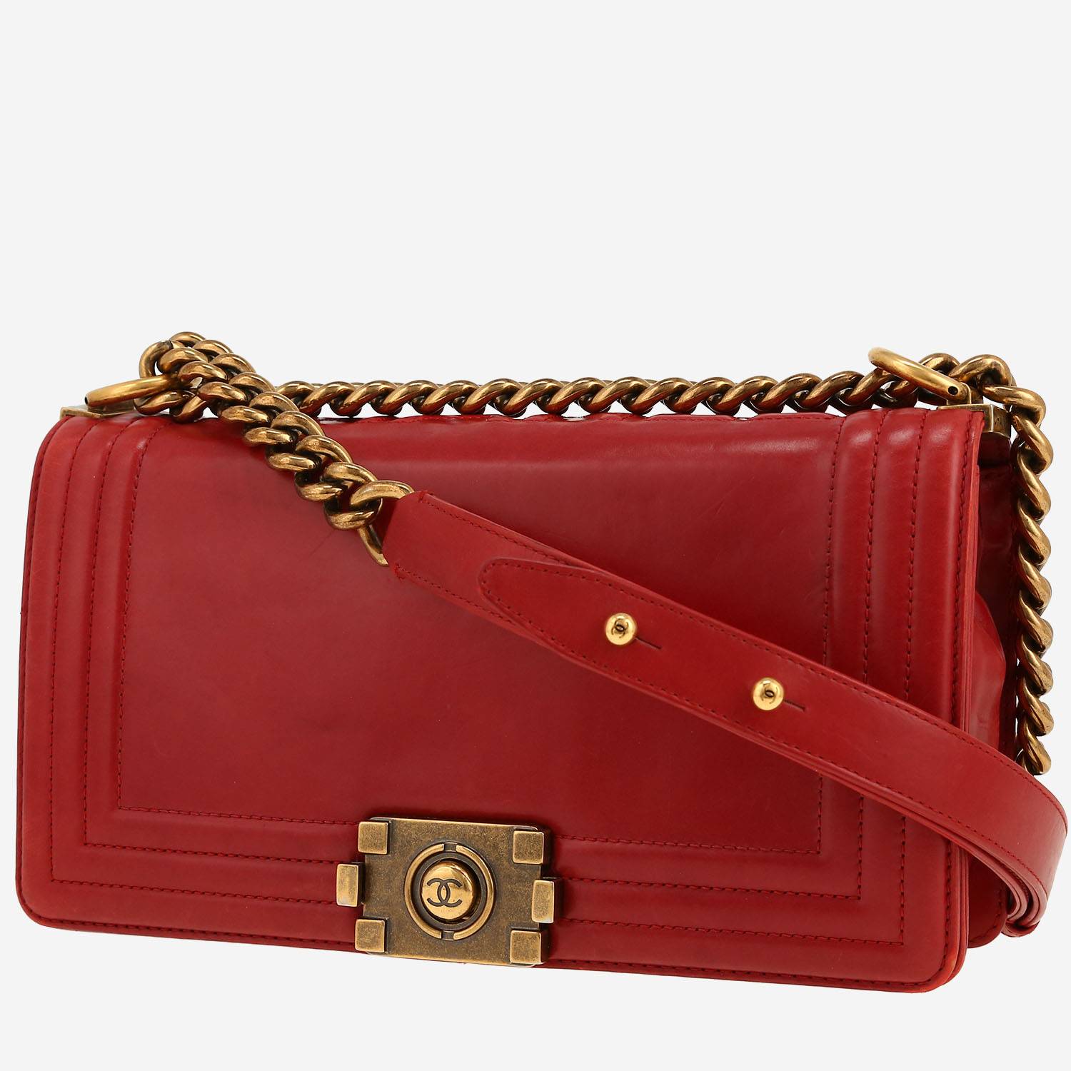 Sac bandoulière Chanel  Boy en cuir rouge