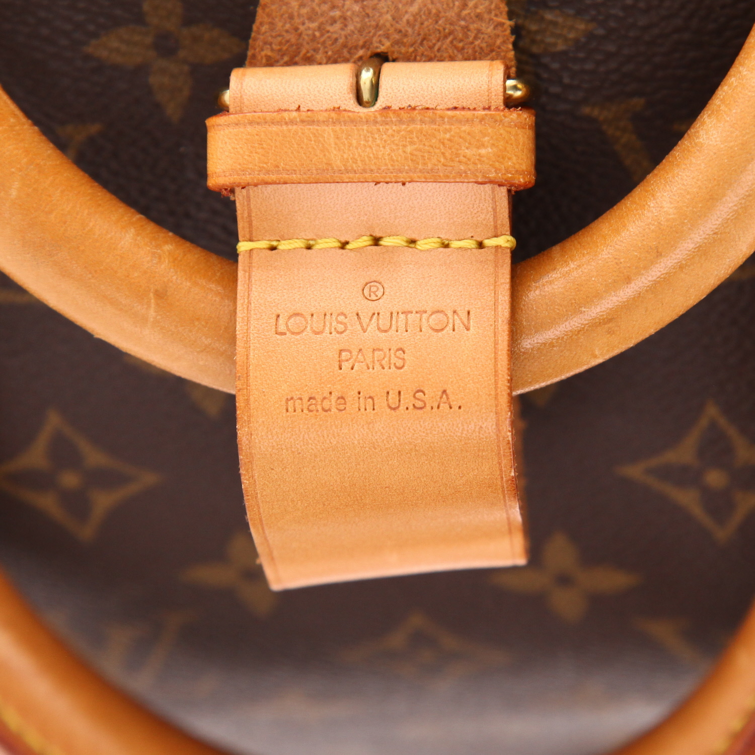 Bolsa de viaje Louis Vuitton Keepall 50 de lona Monogram marrón y piel natural - Detail D2