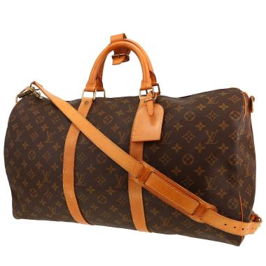 Louis Vuitton Keepall 50 travel bag in brown Monogram canvas and natural leather