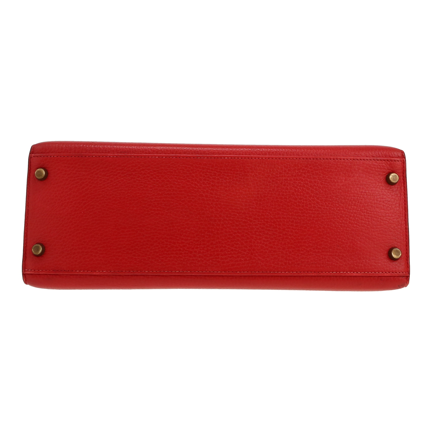 Bolso de mano Hermès  Kelly 32 cm en cuero Ardenne rojo - Detail D1