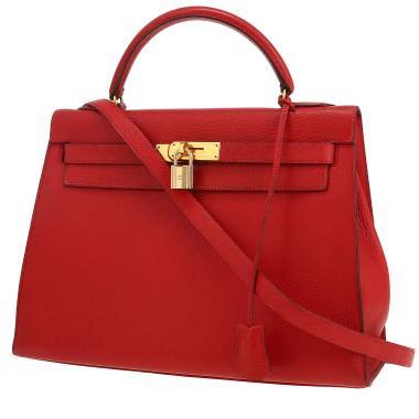 Borsa Hermès  Kelly 32 cm in pelle Ardenne rossa
