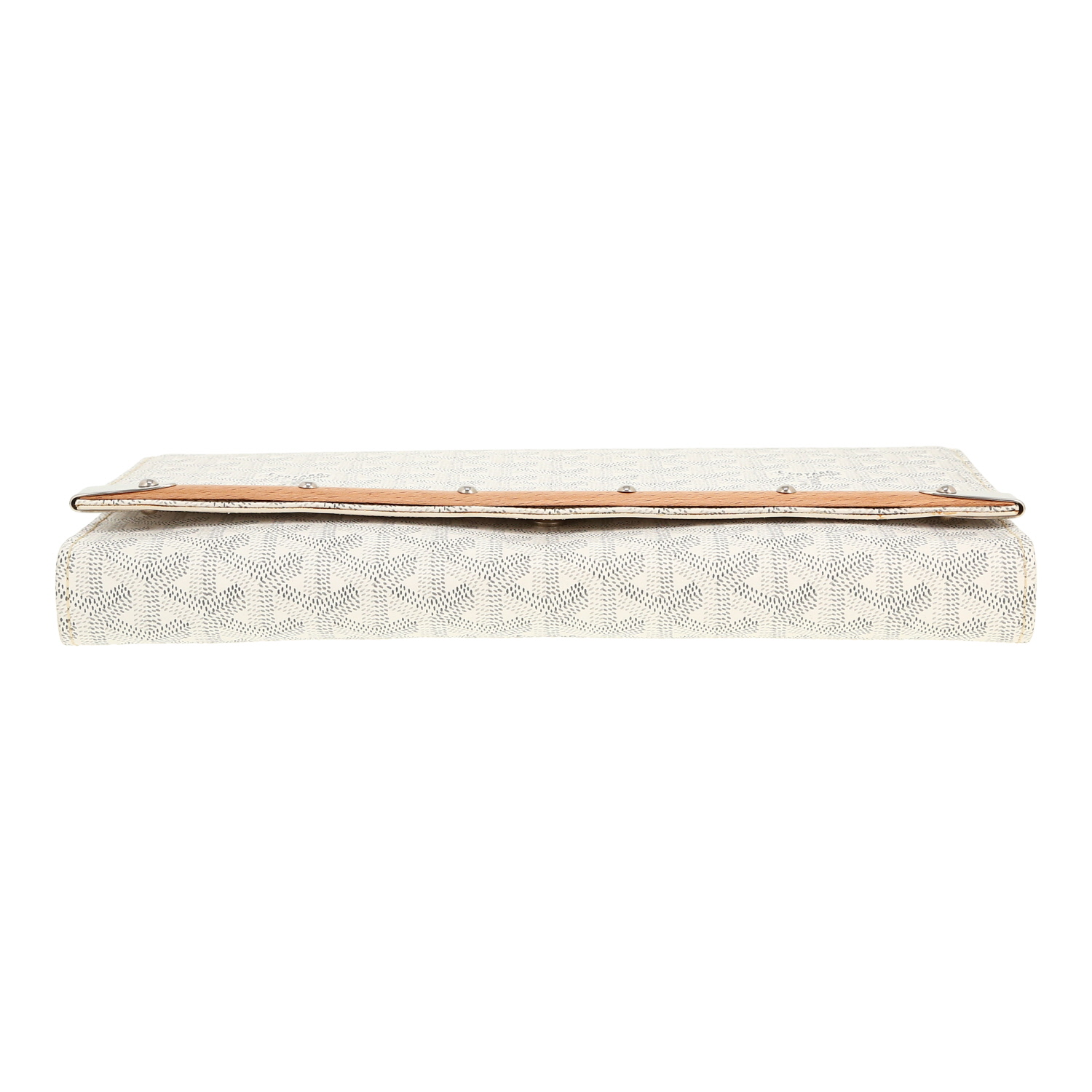 Pochette de voyage Goyard  Monte Carlo en toile Goyardine blanche et cuir blanc - Detail D1