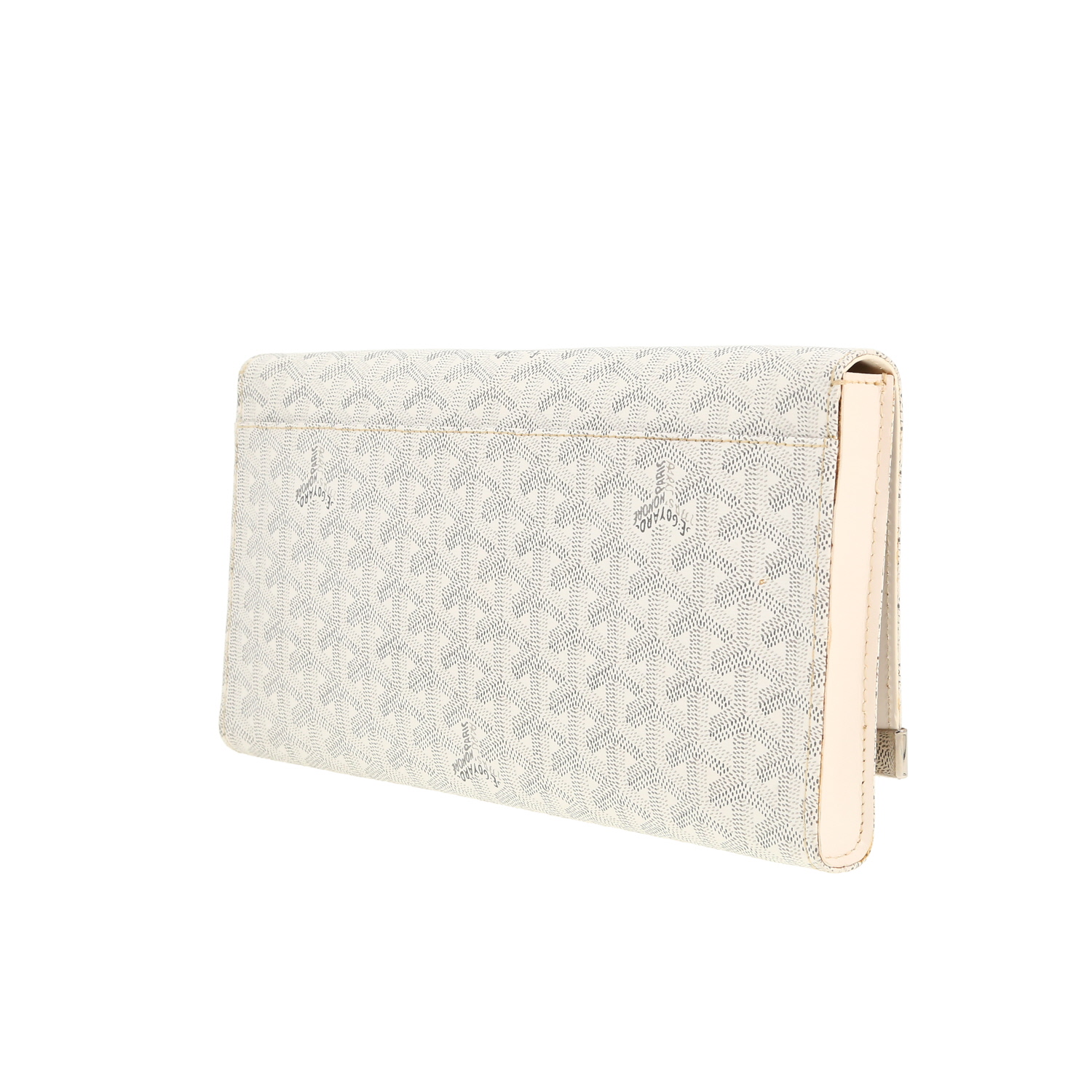 Pochette de voyage Goyard  Monte Carlo en toile Goyardine blanche et cuir blanc - Detail D6