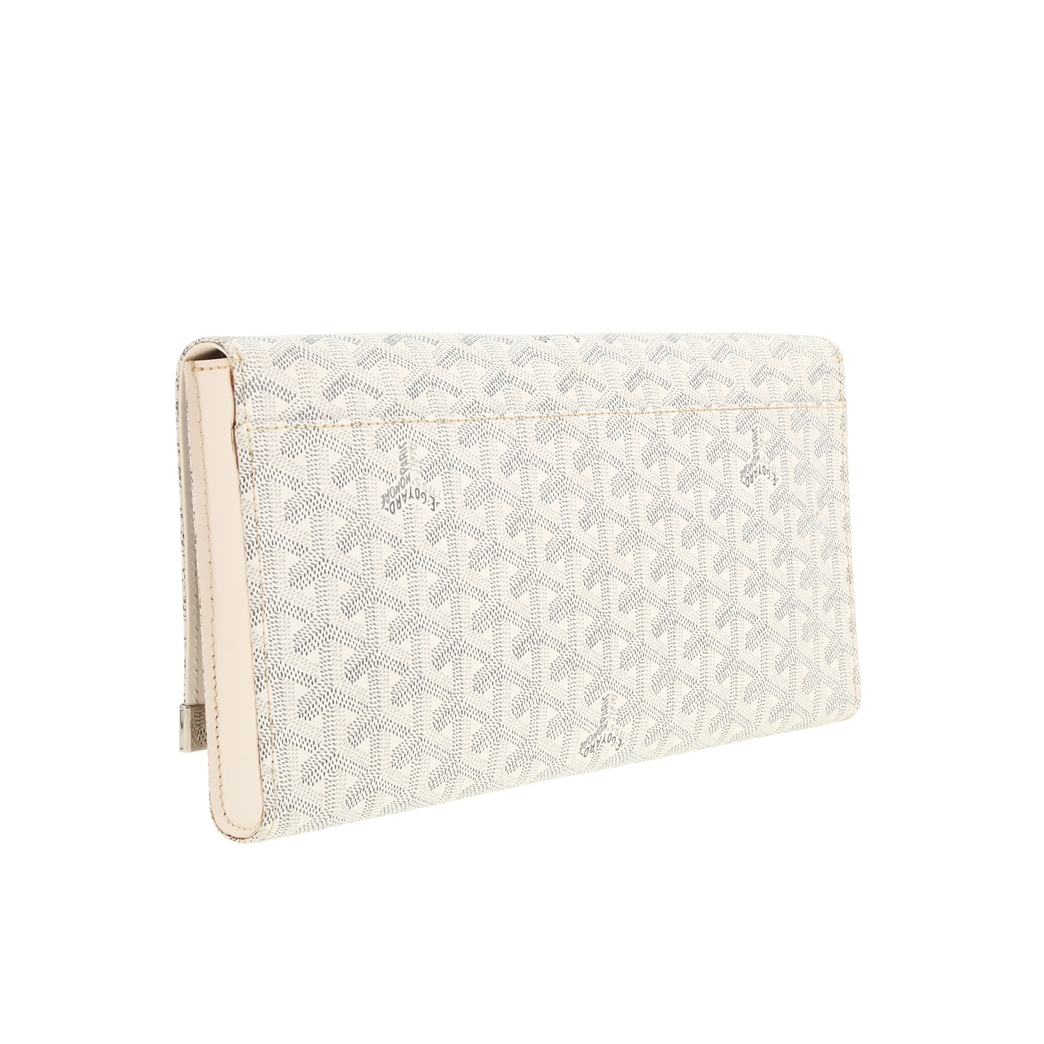 Pochette de voyage Goyard  Monte Carlo en toile Goyardine blanche et cuir blanc - Detail D8