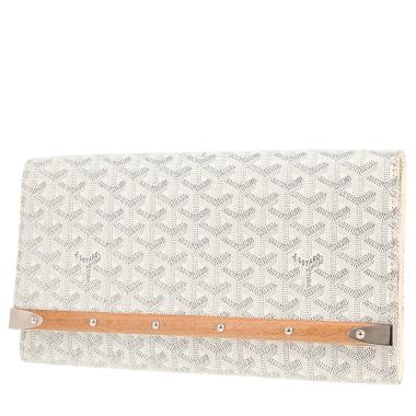 Pochette de voyage Goyard  Monte Carlo en toile Goyardine blanche et cuir blanc