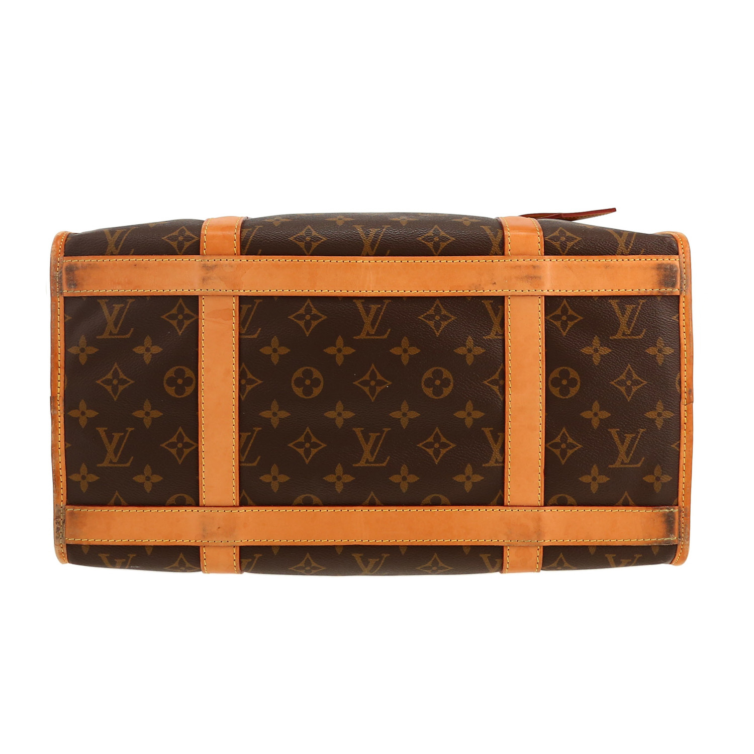Borsa da viaggio Louis Vuitton  Sac chien 40 in tela monogram marrone e pelle naturale - Detail D1