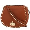 Valentino Garavani  Rockstud shoulder bag  in brown grained leather - 00pp thumbnail