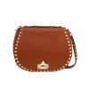Valentino Garavani  Rockstud shoulder bag  in brown grained leather - 360 thumbnail