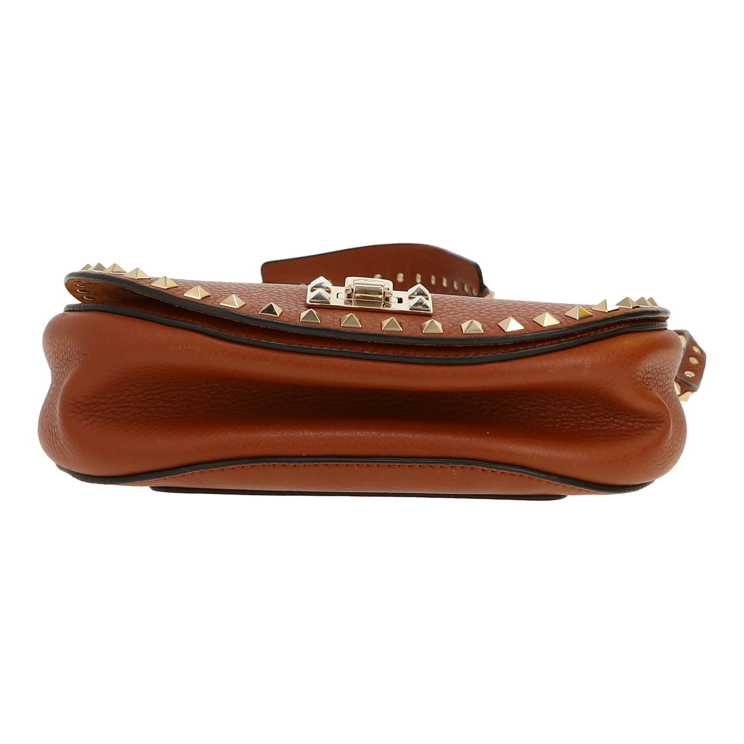 Sac bandoulière Valentino Garavani  Rockstud en cuir grainé marron - Detail D1