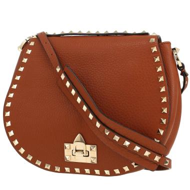 Borsa a tracolla Valentino Garavani  Rockstud in pelle martellata marrone