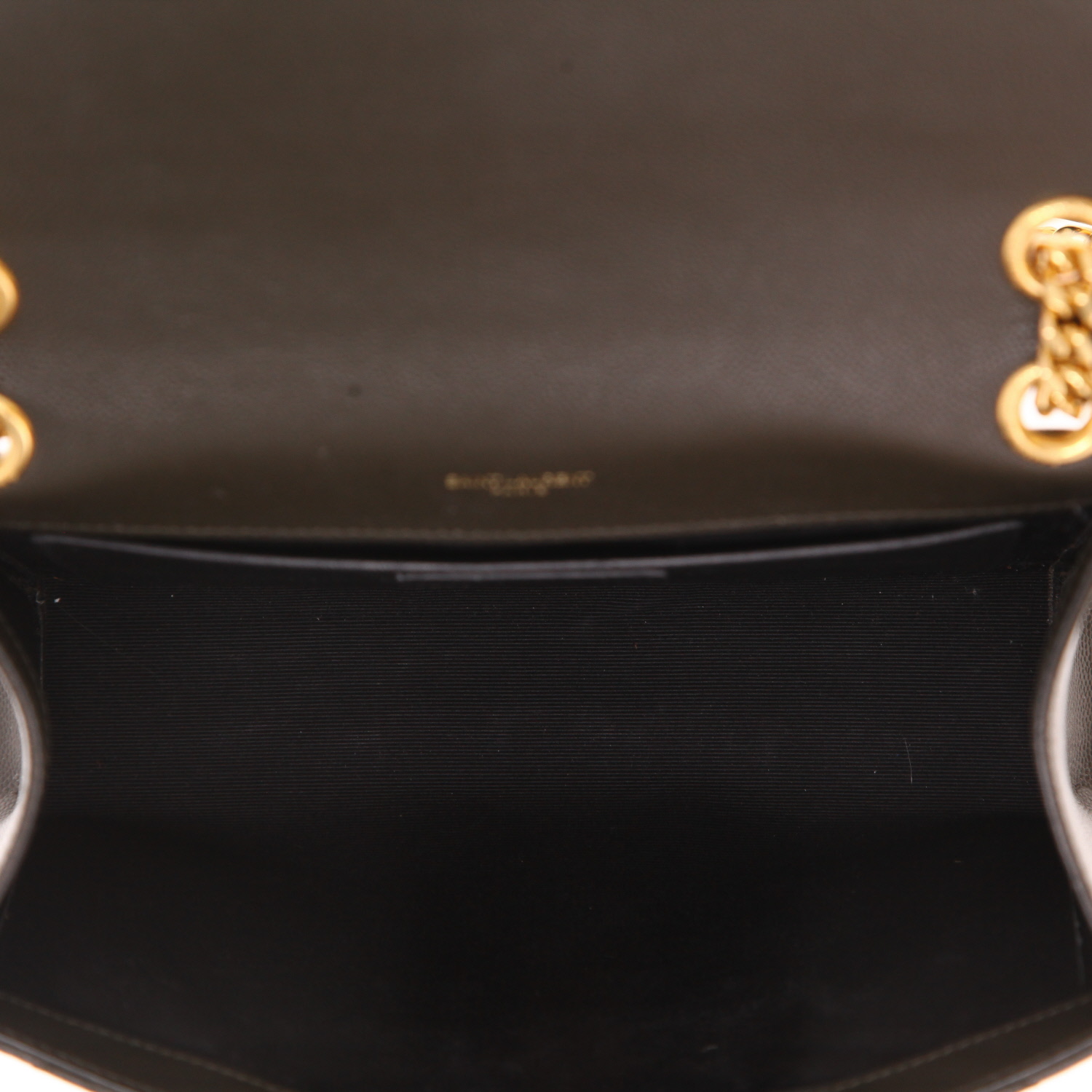 Sac bandoulière Saint Laurent  Envelope en cuir grainé vert-kaki - Detail D3