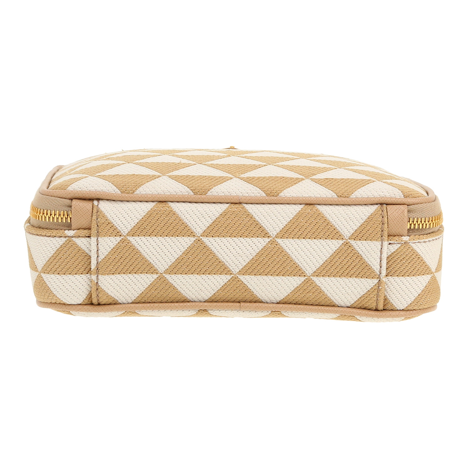 Sac bandoulière Prada  Symbole en toile siglée beige et blanche - Detail D1