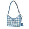 Prada  Re-Edition 1978 handbag  in blue and white raphia  and blue leather - 00pp thumbnail