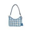 Bolso de mano Prada  Re-Edition 1978 en raffia azul y blanca y cuero azul - 360 thumbnail