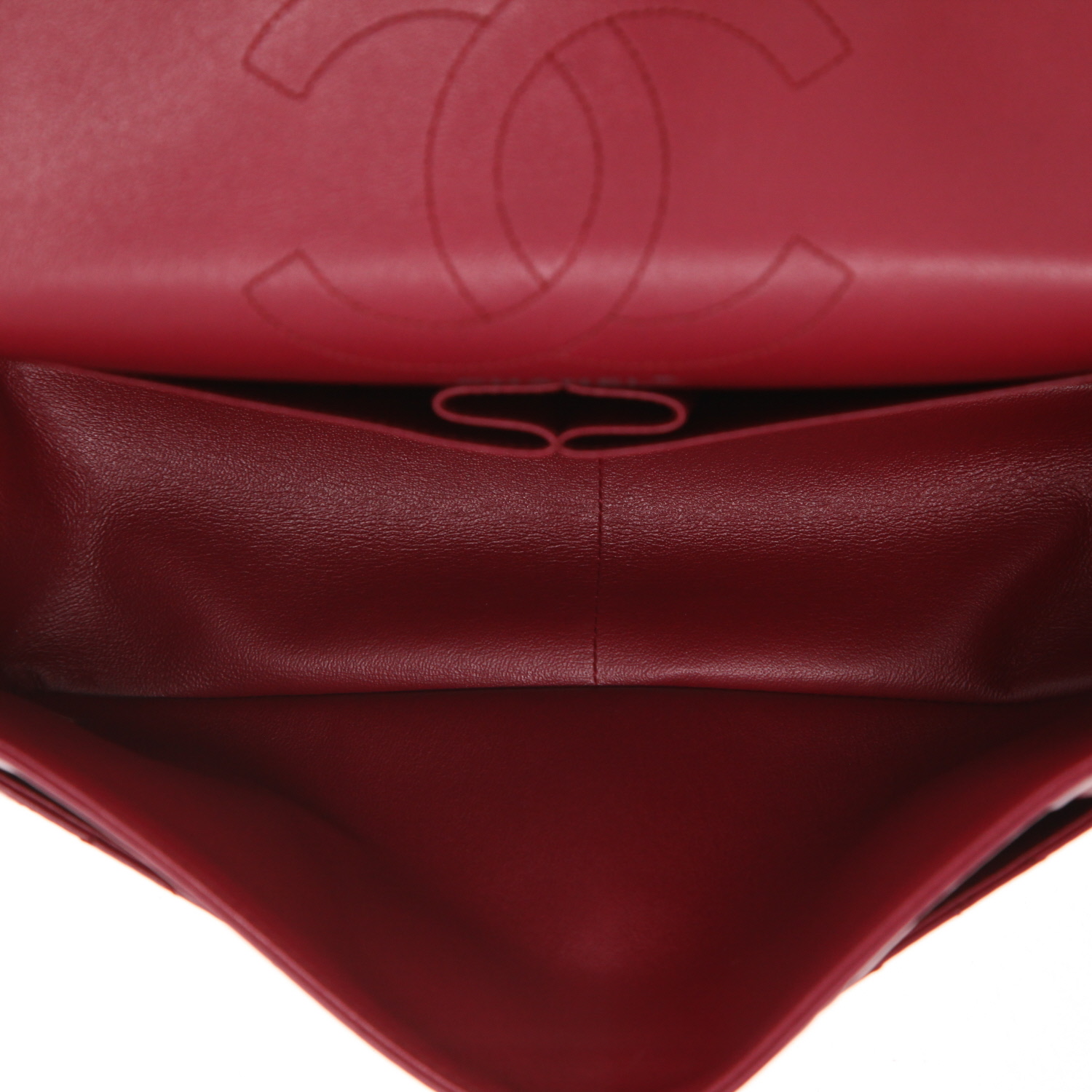 Bolso bandolera Chanel  2.55 modelo grande  en cuero acolchado color frambuesa - Detail D3