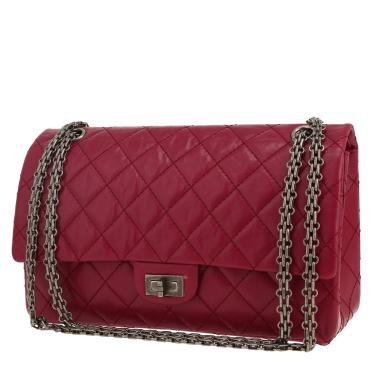 Borsa a tracolla Chanel  2.55 modello grande  in pelle trapuntata rosa lampone