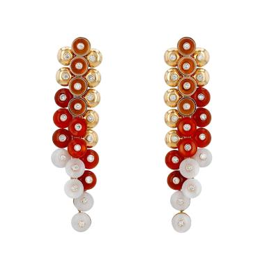 Pendientes Van Cleef & Arpels Bouton d'or de oro rosa, cornalina, nácar y diamantes