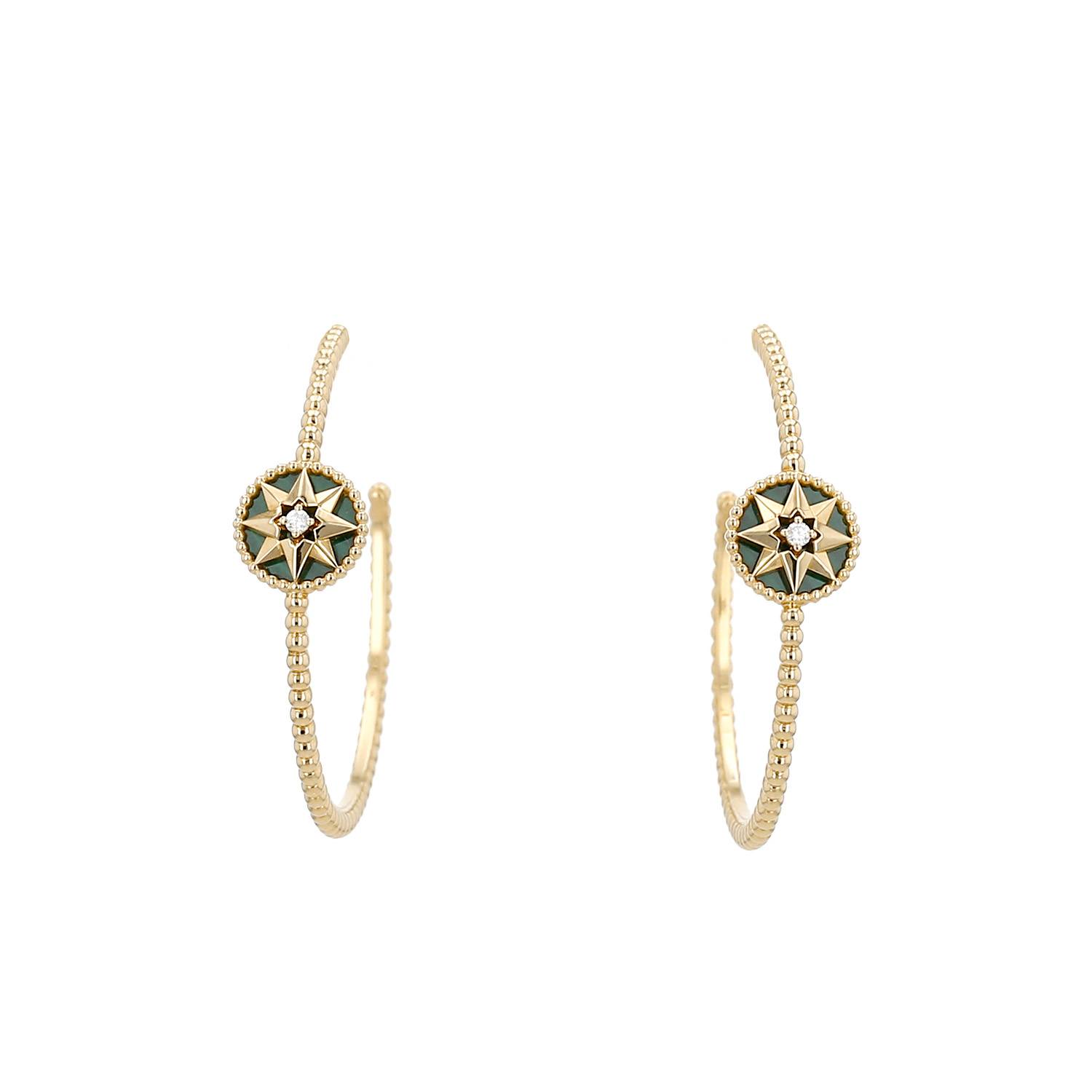 Pendientes Dior Rose des vents de oro amarillo, malaquita y diamantes