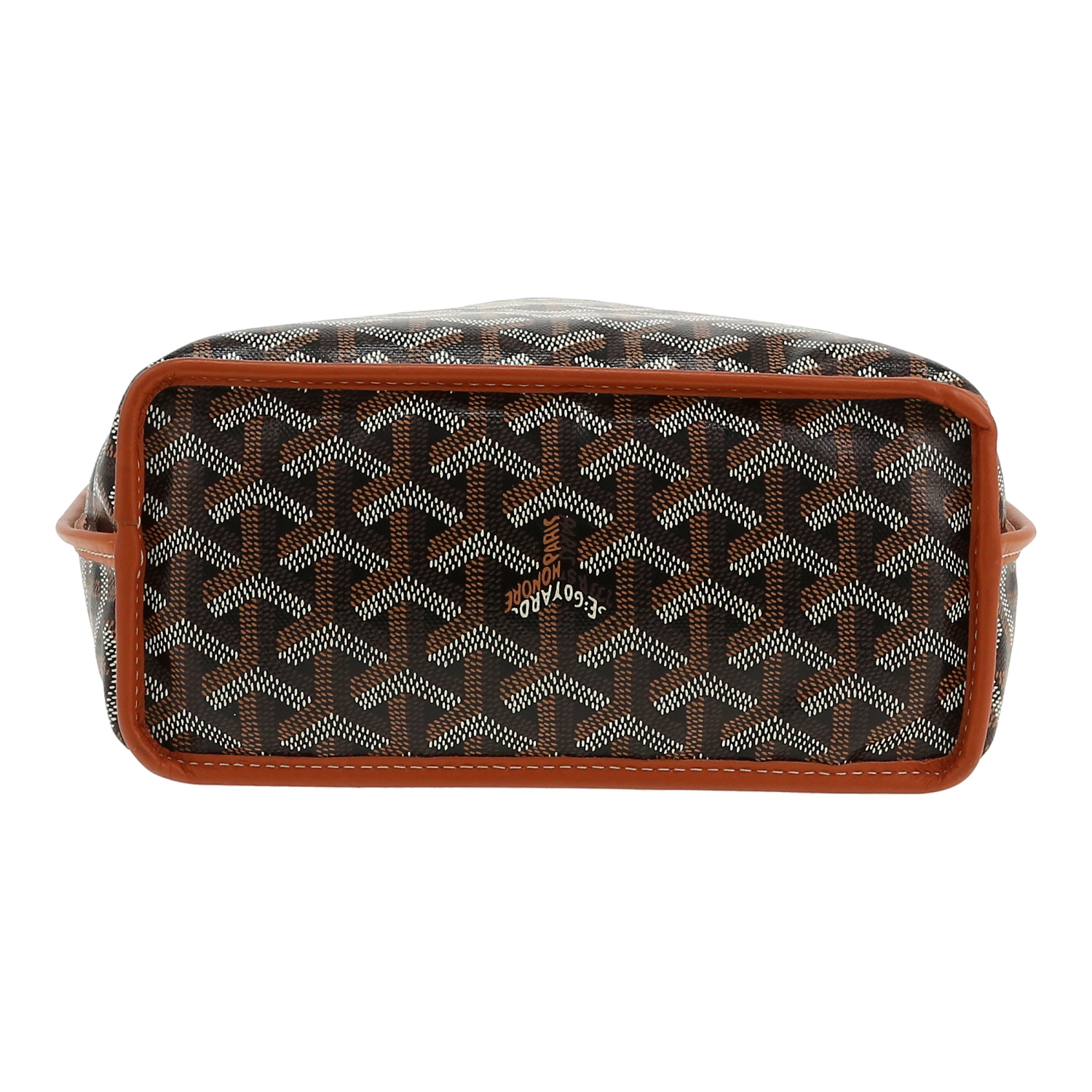 Sac cabas Goyard  Anjou petit modèle  en toile Goyardine marron et cuir marron - Detail D1