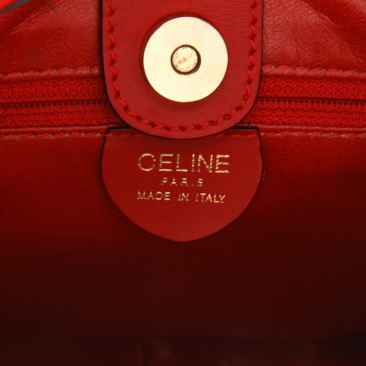 Borsa da spalla o a mano Celine  Vintage in pelle rossa - Detail D2