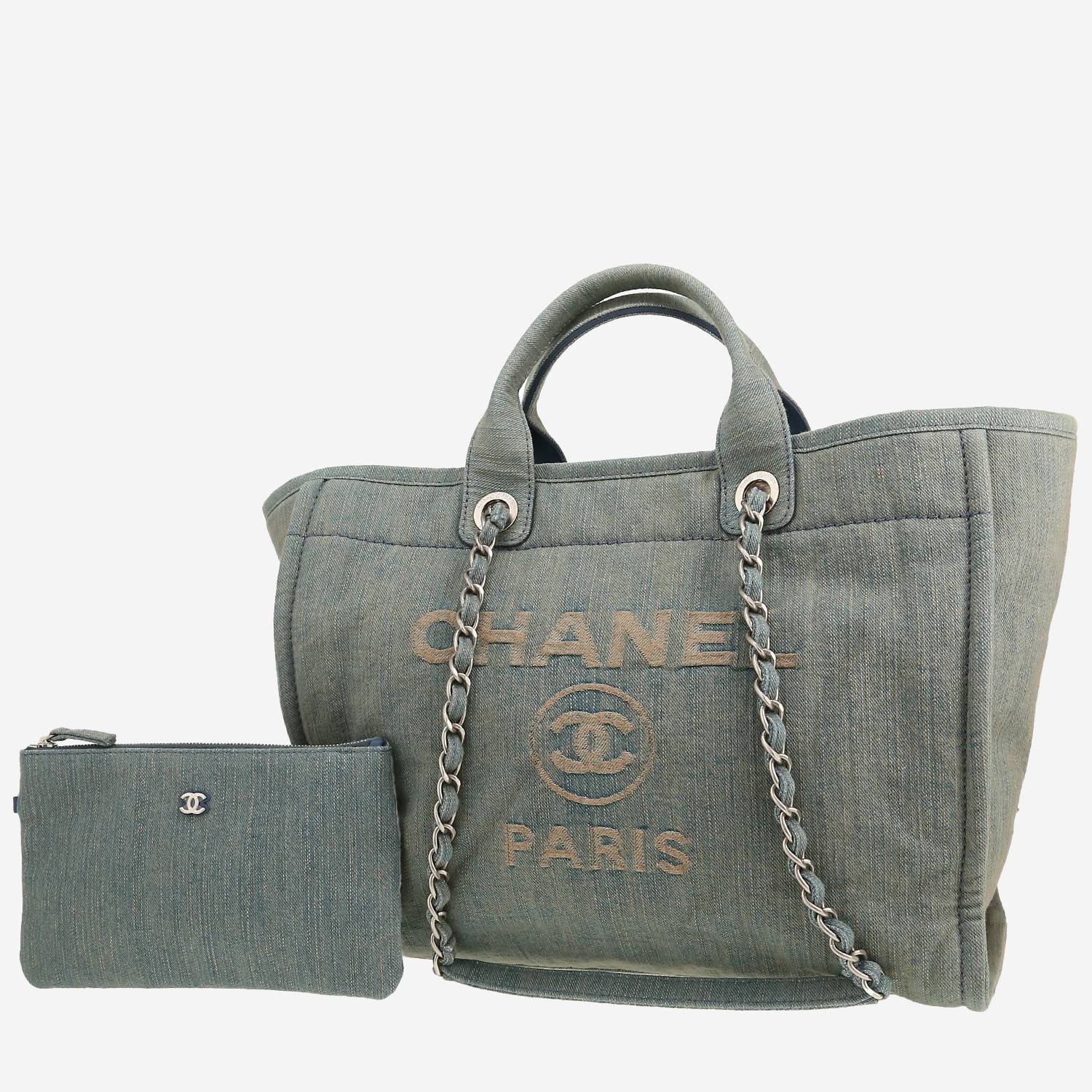 Chanel  Deauville shopping bag  in blue denim canvas