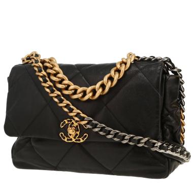 Sac bandoulière Chanel  19 en cuir matelassé noir