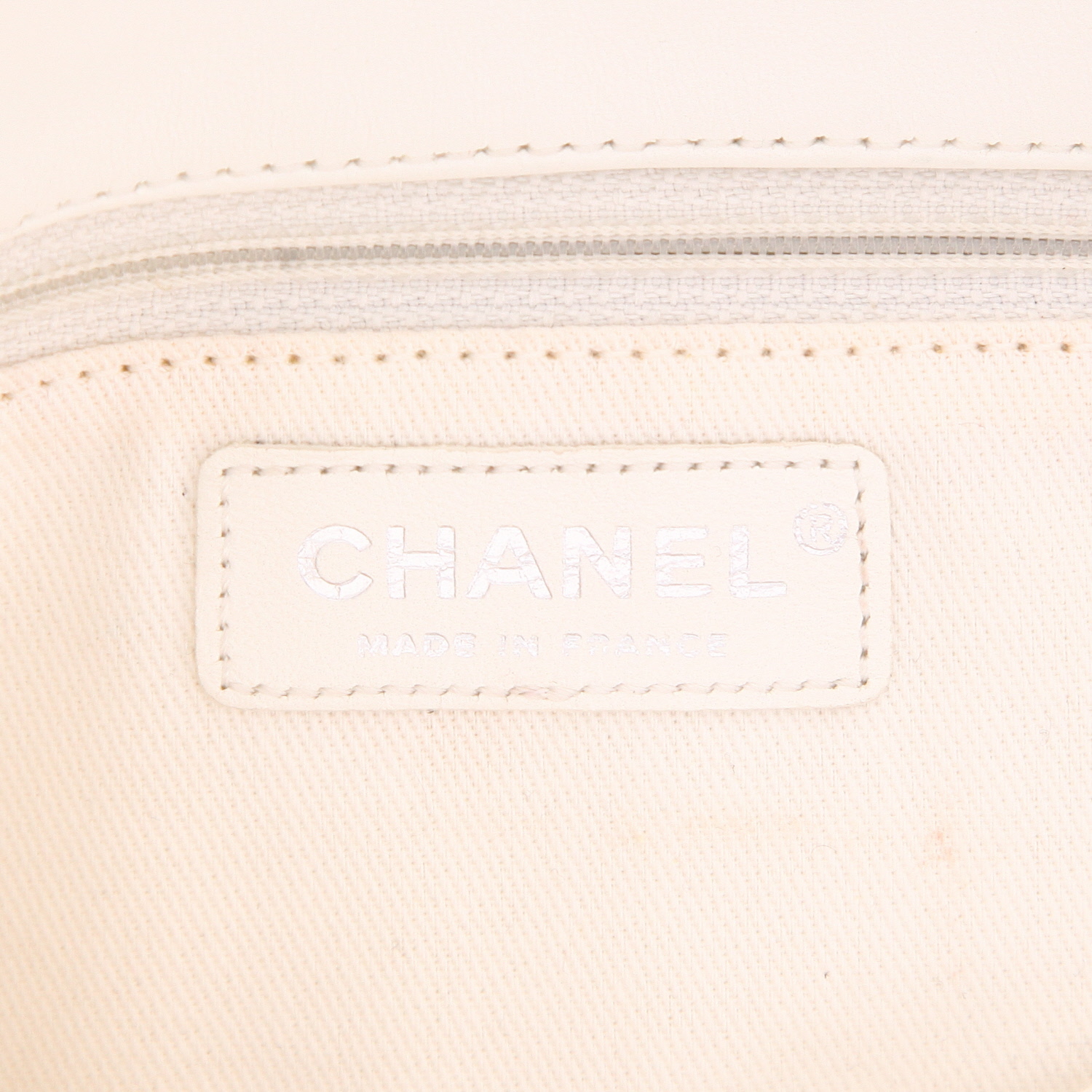Borsa Chanel  Timeless in tela bianca e multicolore e pelle bianca - Detail D2