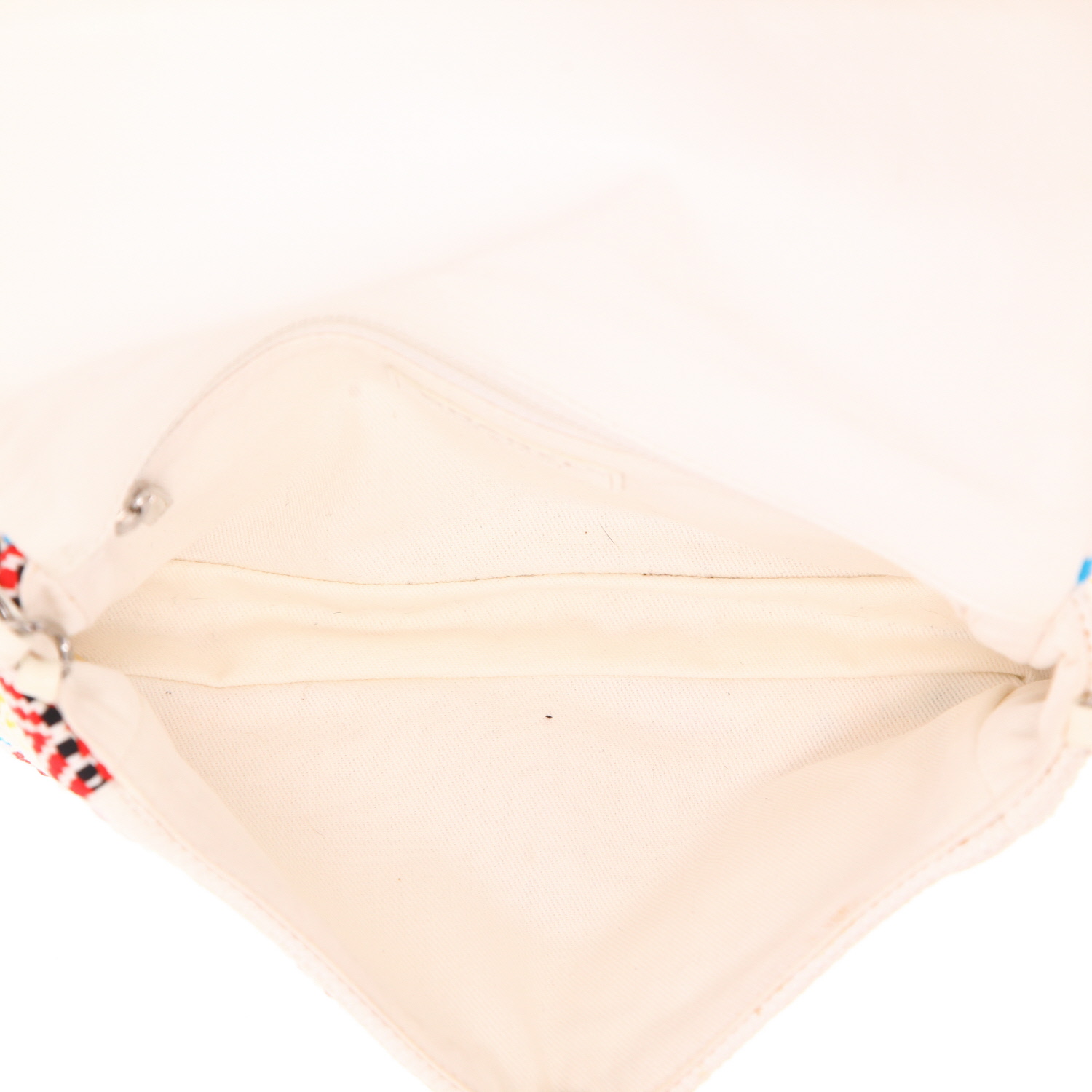 Bolso de mano Chanel  Timeless en lona blanca y multicolor y cuero blanco - Detail D3