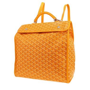 Mochila Goyard  Saint Leger en tela Goyardine amarilla y cuero amarillo