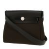 Hermès  Herbag mini  bag worn on the shoulder or carried in the hand  in black canvas  and black leather - 00pp thumbnail