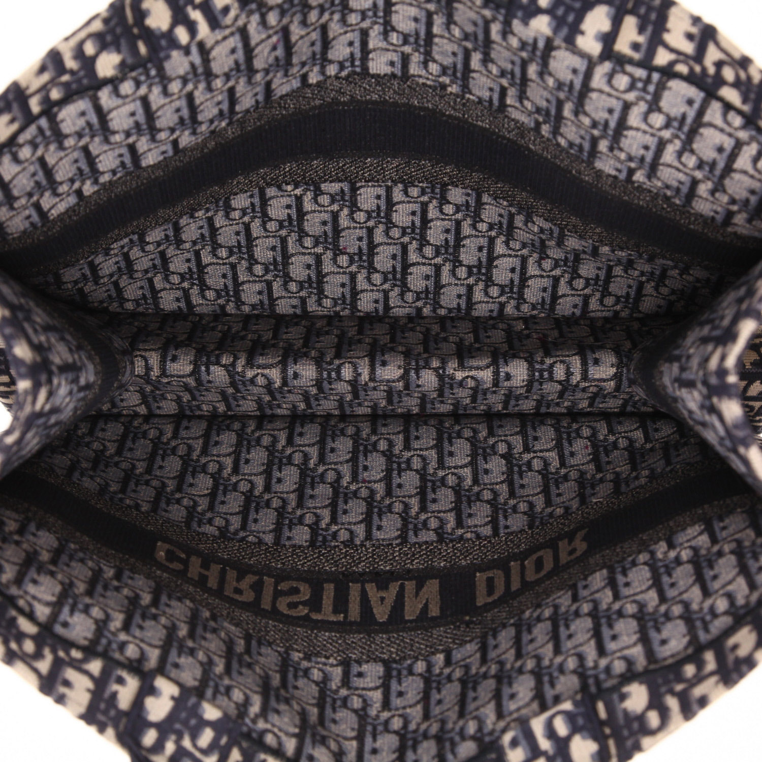 Sac cabas Dior  Book Tote grand modèle  en toile monogram Oblique bleue et beige - Detail D3