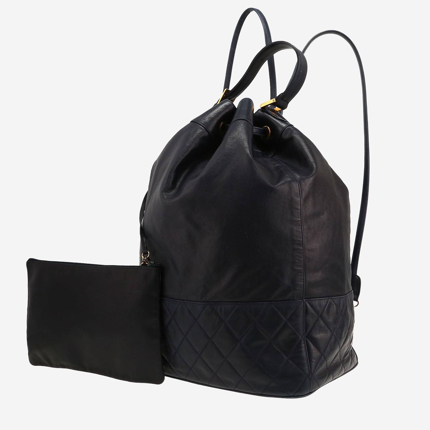Chanel  Vintage backpack  in navy blue leather