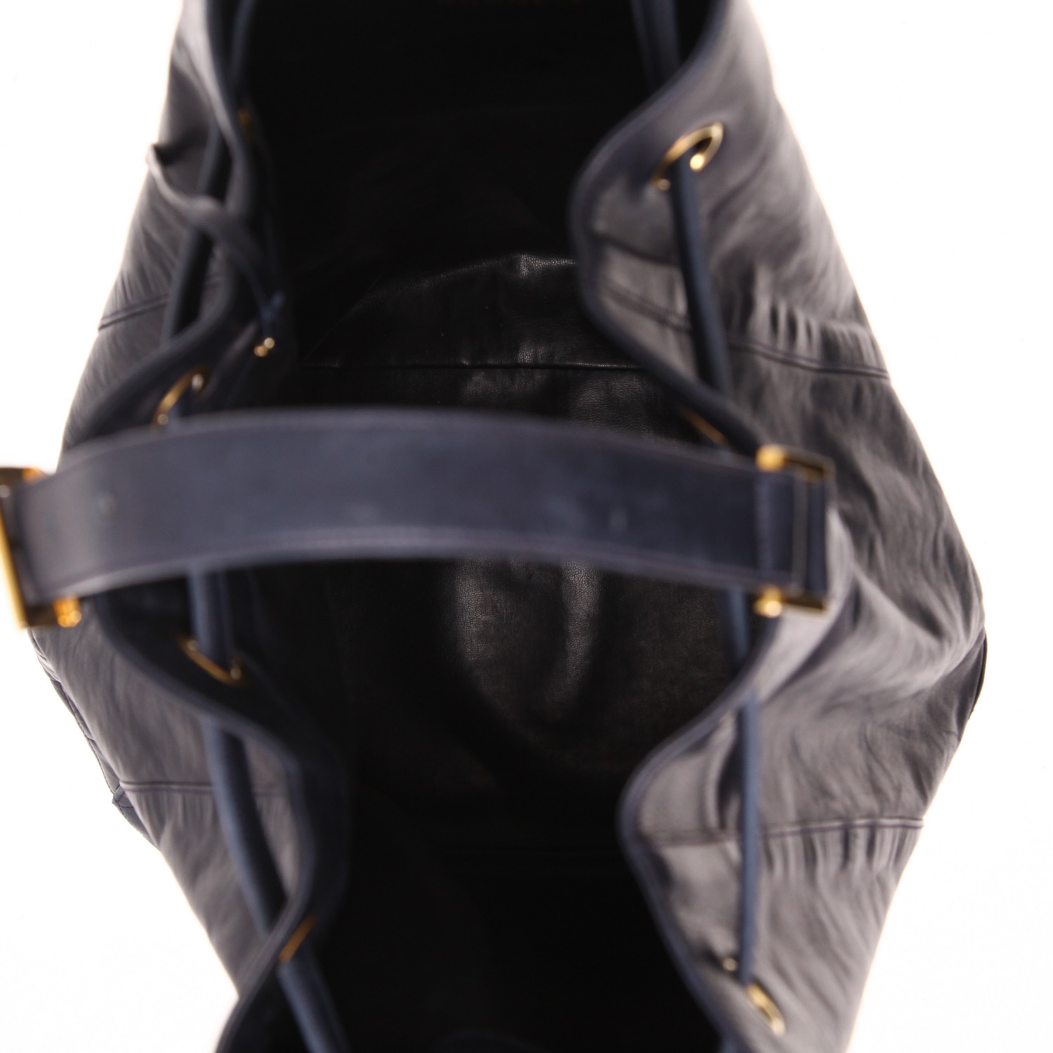 Zaino Chanel  Vintage in pelle blu marino - Detail D3