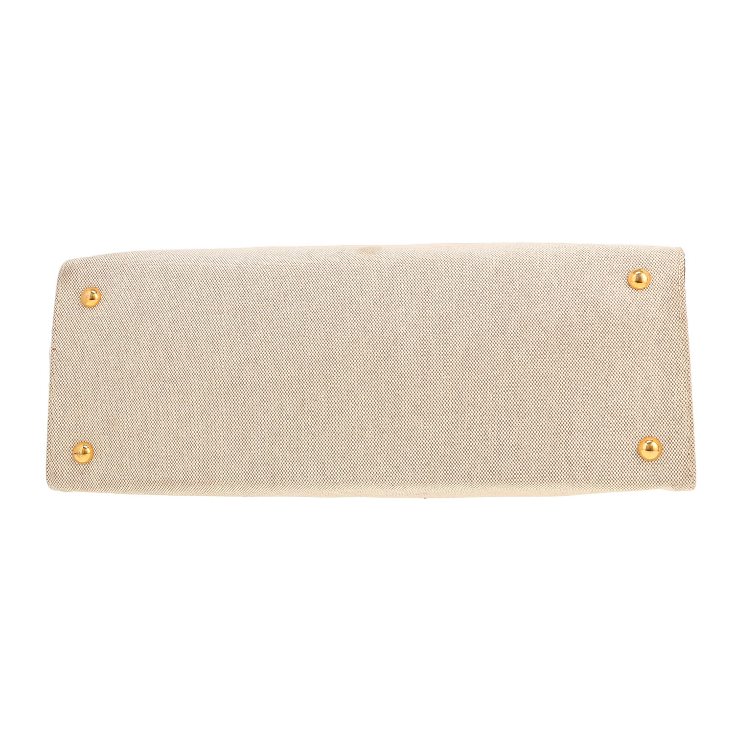 Hermès  Himalaya Symbiose handbag  in blue, red and gold leather  and beige canvas - Detail D1