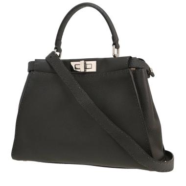 Bolso de mano Fendi  Peekaboo Selleria en cuero granulado gris