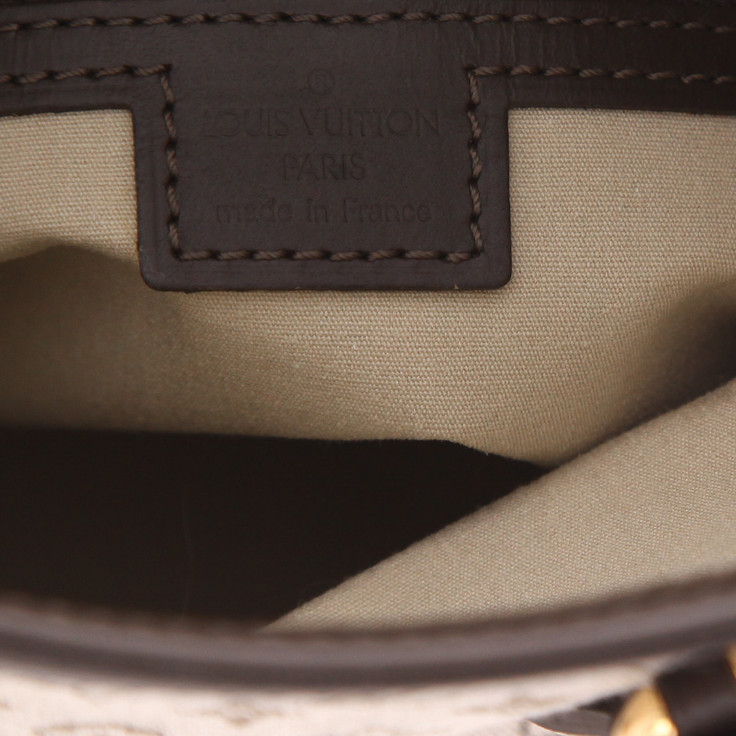 Borsa Louis Vuitton   in tessuto a monogramma Idylle beige e pelle marrone - Detail D2