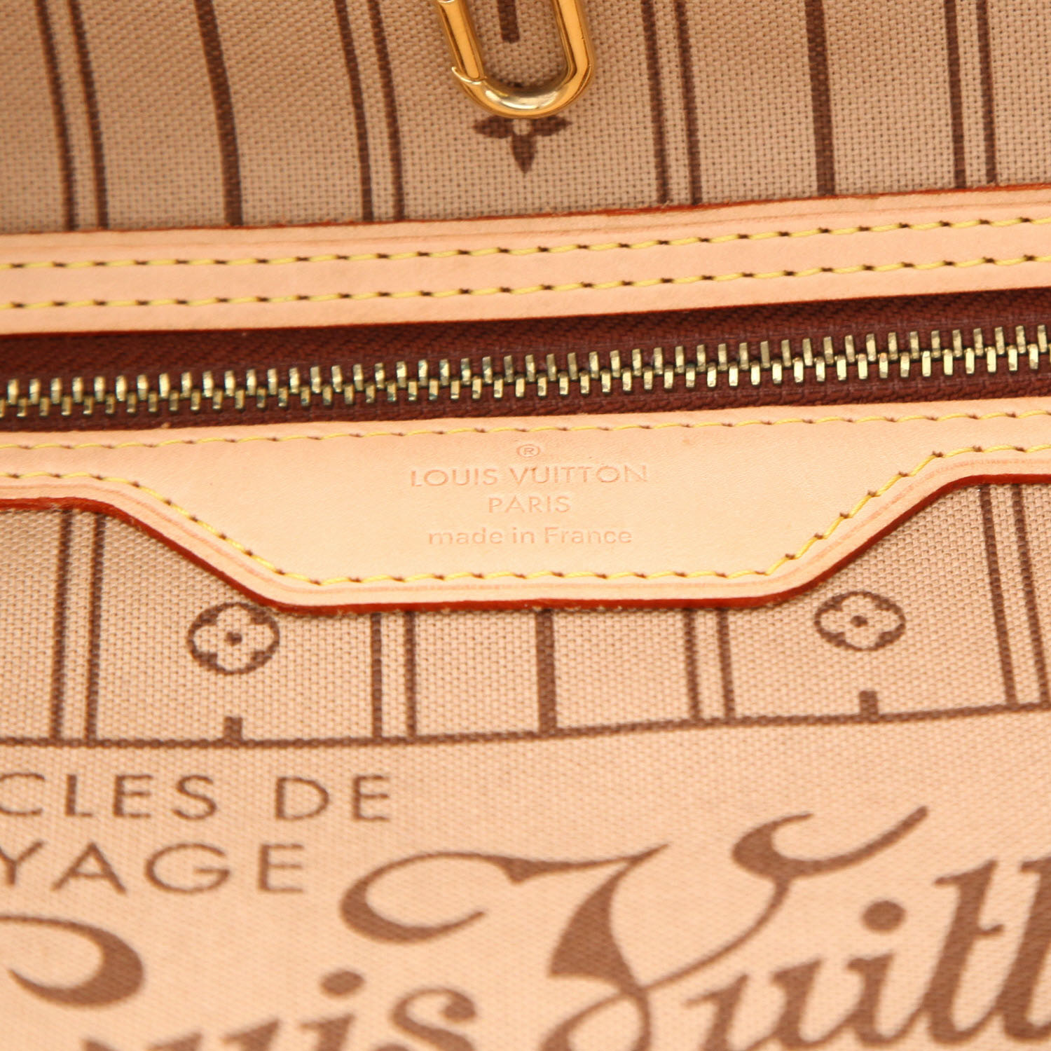 Louis Vuitton  Neverfull large model  shopping bag  in brown monogram canvas  and natural leather - Detail D2