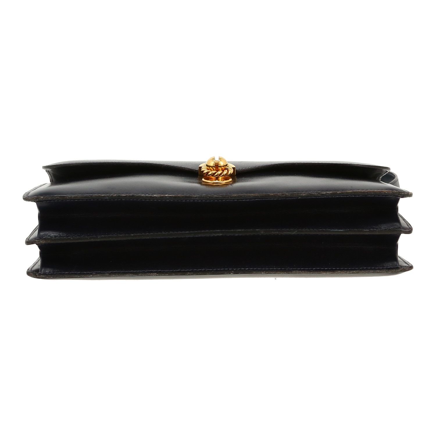 Hermès  Vintage handbag  in navy blue box leather - Detail D1