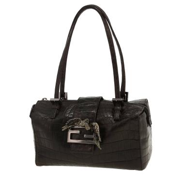 Fendi   handbag  in black crocodile