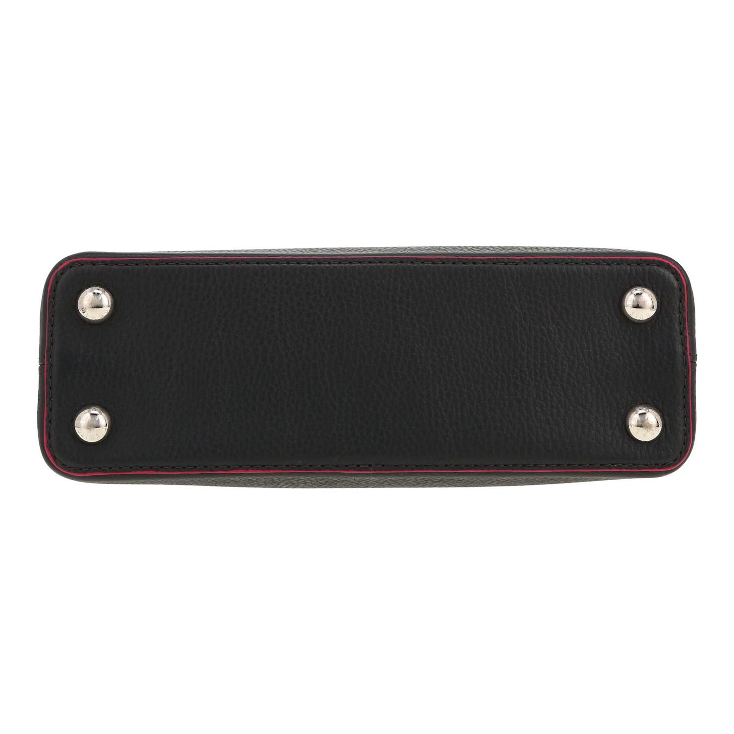 Bolso de mano Louis Vuitton  Capucines BB en cuero taurillon clémence gris y junco fucsia - Detail D1