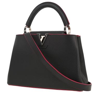Louis Vuitton  Capucines BB handbag  in grey leather taurillon clémence  and fuchsia piping