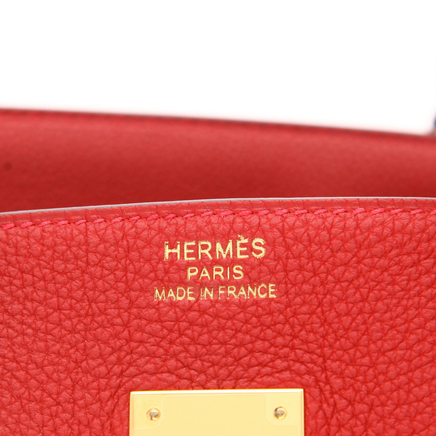 Sac à main Hermès  Birkin 35 cm en cuir togo rouge Vif - Detail D2